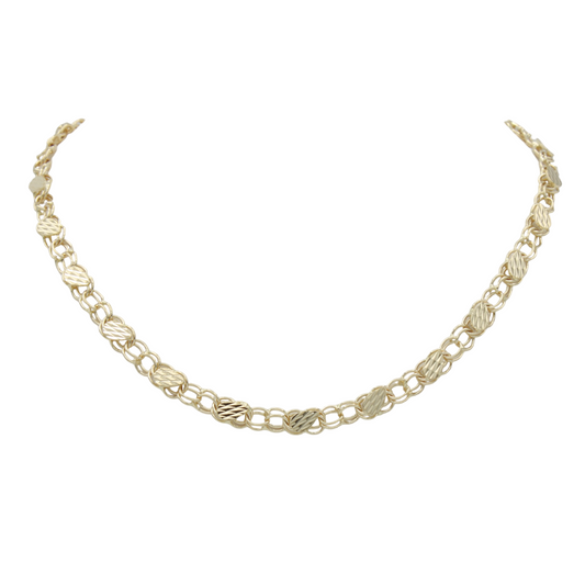 14k Diamond-Cut Double Link Anklet