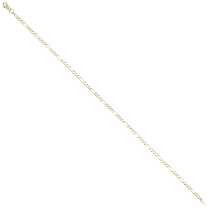 14k Yellow Gold Concave Figaro Link Anklet