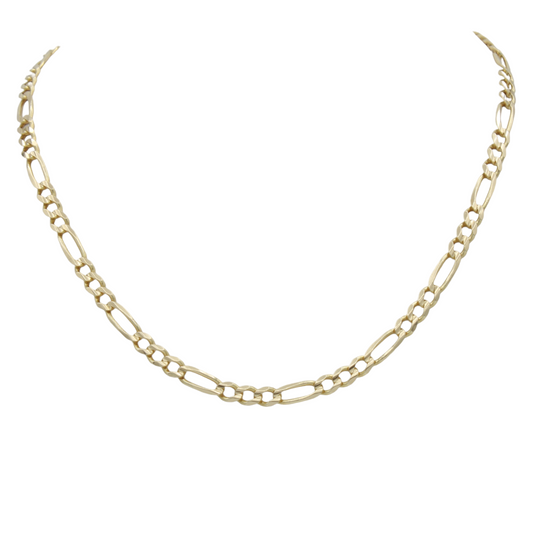 14k Yellow Gold Concave Figaro Link Anklet