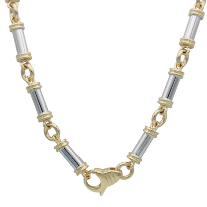 14k Two-Tone Barrel Link Chain - 6.35 mm