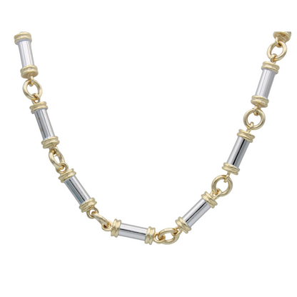 14k Two-Tone Barrel Link Chain - 6.35 mm