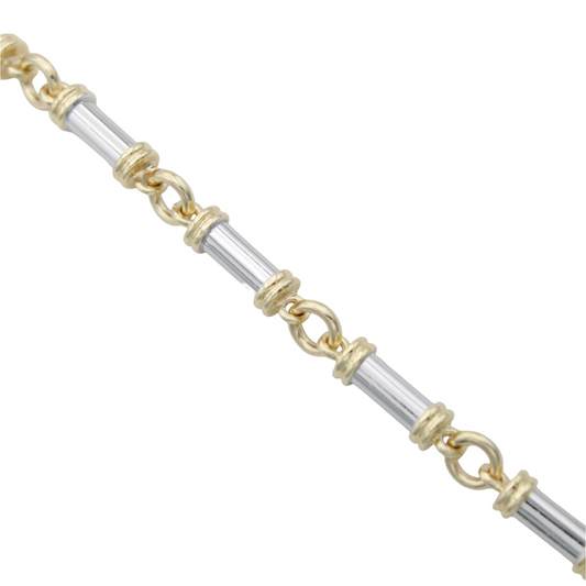 14k Two-Tone Barrel Link Chain - 6.35 mm