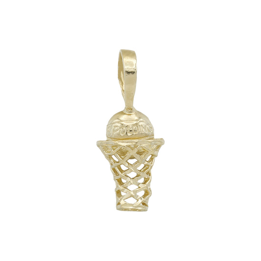 14k Yellow Gold Basketball Hoop Charm Pendant