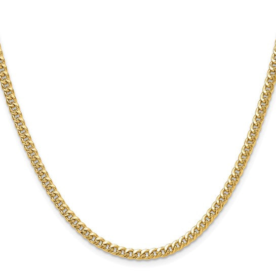 14k Yellow Gold Semi-Solid Miami Cuban Link Chain - 3.5 mm