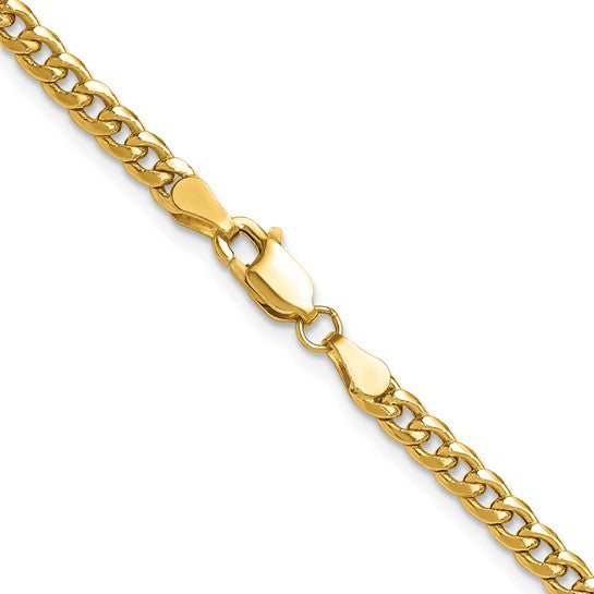 14k Yellow Gold Semi-Solid Miami Cuban Link Chain - 3.5 mm