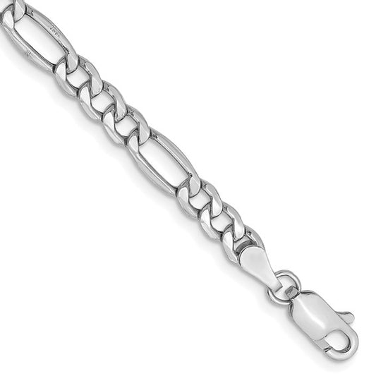 14k White Figaro Link Bracelet - 4.40 mm