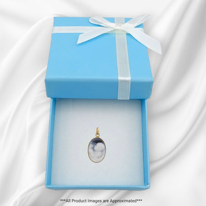 14k Yellow Gold Oval Blue Cameo Baby Charm Pendant