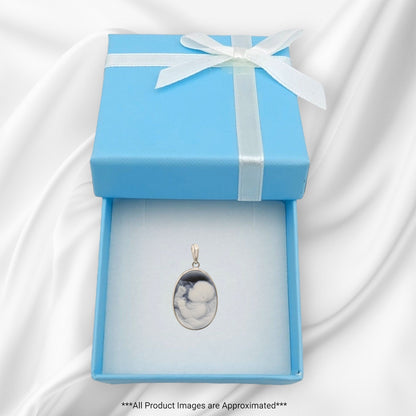 14k White Gold Oval Blue Cameo Baby Charm Pendant