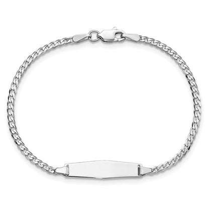 14k White Gold Children's Curved Curb Link ID Bracelet