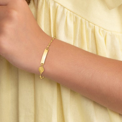 14k Children's Polished Miraculous Medallion ID Bracelet