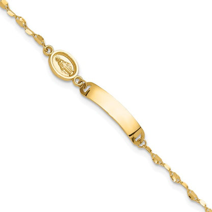 14k Children's Polished Miraculous Medallion ID Bracelet