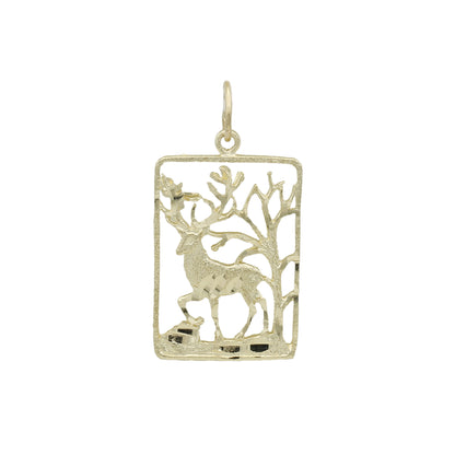 14k Yellow Gold Deer Charm