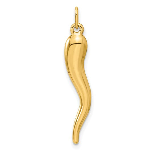 14k Semi-Solid 30 mm Italian Horn Charm