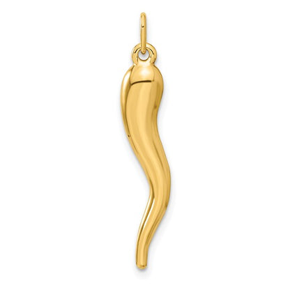 14k Semi-Solid 30 mm Italian Horn Charm