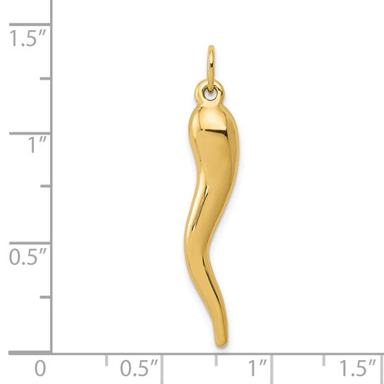 14k Semi-Solid 30 mm Italian Horn Charm