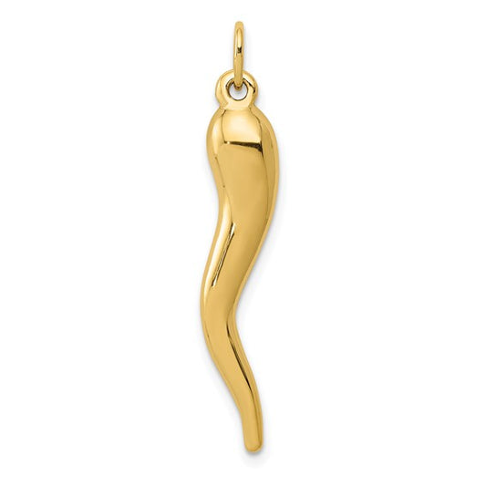 14k Semi-Solid 30 mm Italian Horn Charm