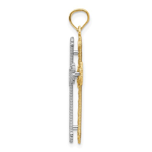14k Two-Tone Cross Pendant