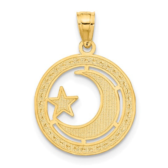 14k Two-Tone Gold Star & Moon Charm Pendant