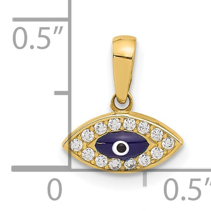 14k CZ & Blue Enamel Eye Charm Pendant