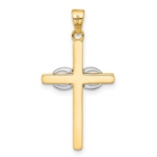 14k Two-Tone Gold Polished Infinity Cross Charm Pendant