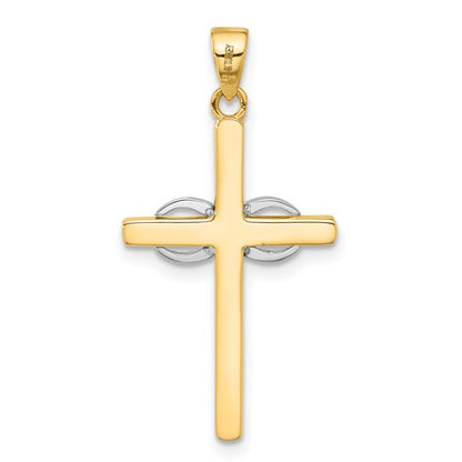 14k Two-Tone Gold Polished Infinity Cross Charm Pendant