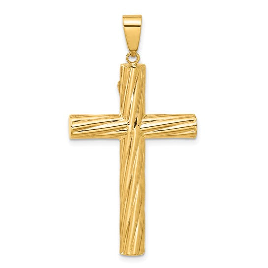 14k Polished & Textured Crucifix Pendant