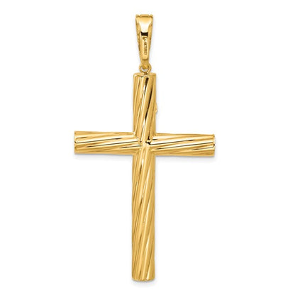 14k Polished & Textured Crucifix Pendant