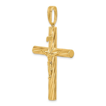 14k Polished & Textured Crucifix Pendant