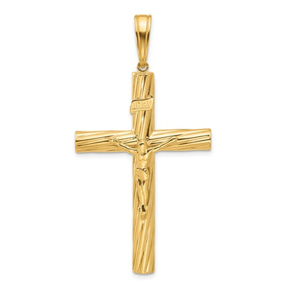 14k Polished & Textured Crucifix Pendant