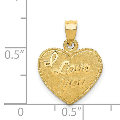 14k Yellow Gold I Love You Heart Charm Pendant