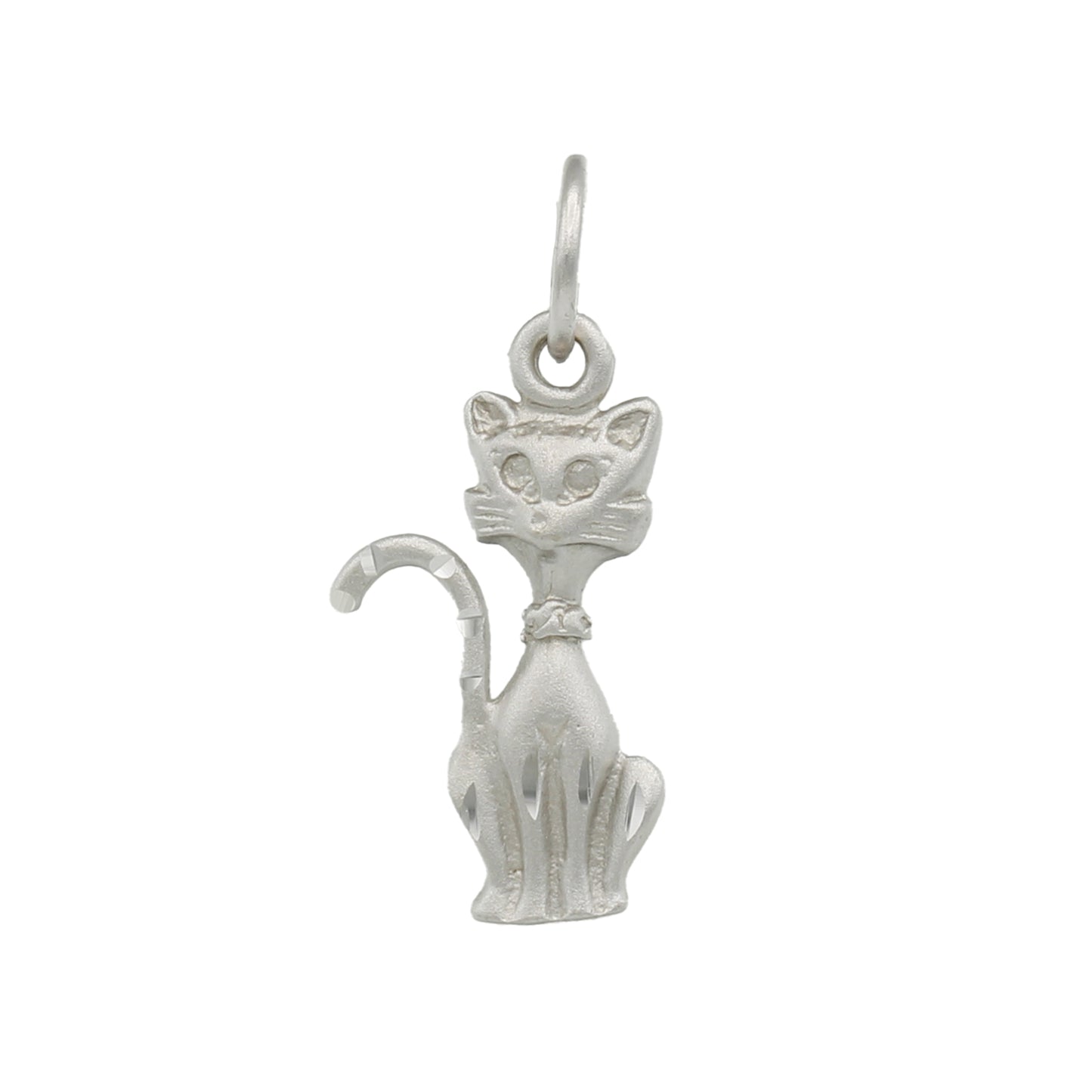 14k White Gold Cat Charm Pendant