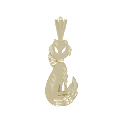 14k Yellow Gold Cat Charm Pendant