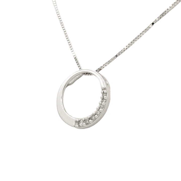 14k White Diamond Circle Journey Pendant