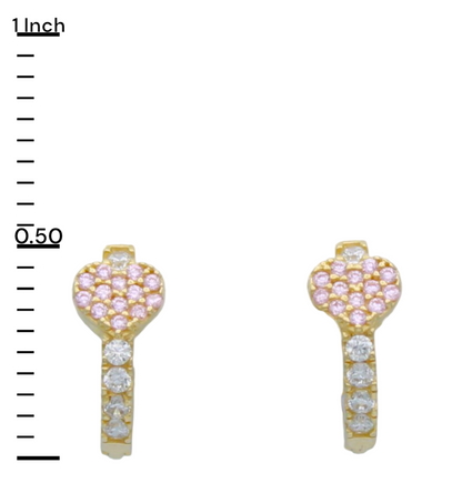 14k CZ Heart Children's Huggie Earrings