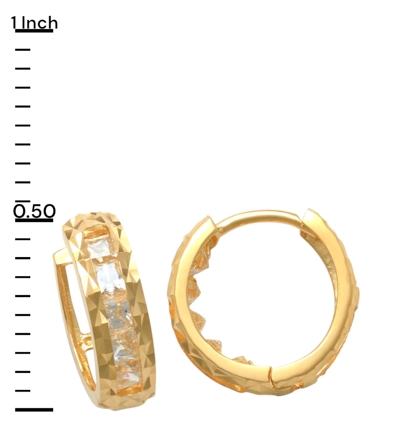 14k CZ Diamond-Cut Children's Huggie Earrings