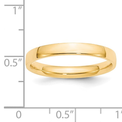 14k Half Round Comfort Fit Lightweight Wedding Bands - 3.00 mm