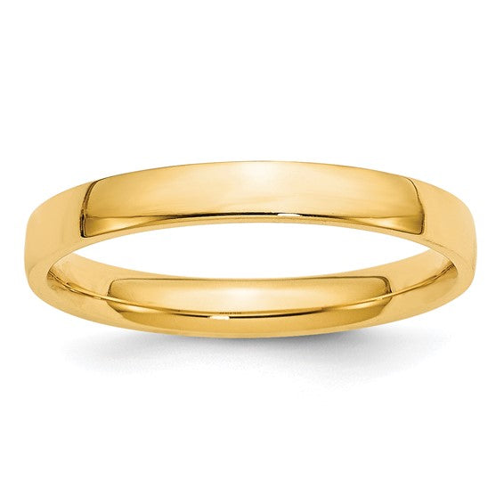 14k Half Round Comfort Fit Lightweight Wedding Bands - 3.00 mm