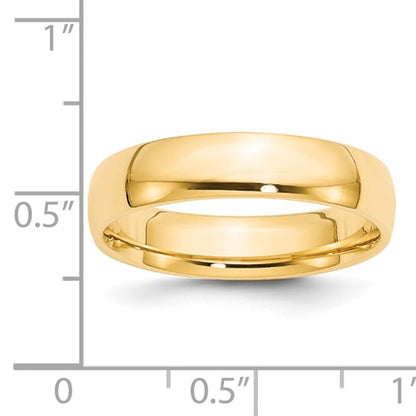14k Half Round Comfort Fit Lightweight Wedding Bands - 5.00 mm