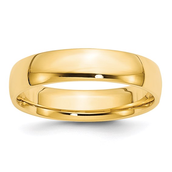 14k Half Round Comfort Fit Lightweight Wedding Bands - 5.00 mm