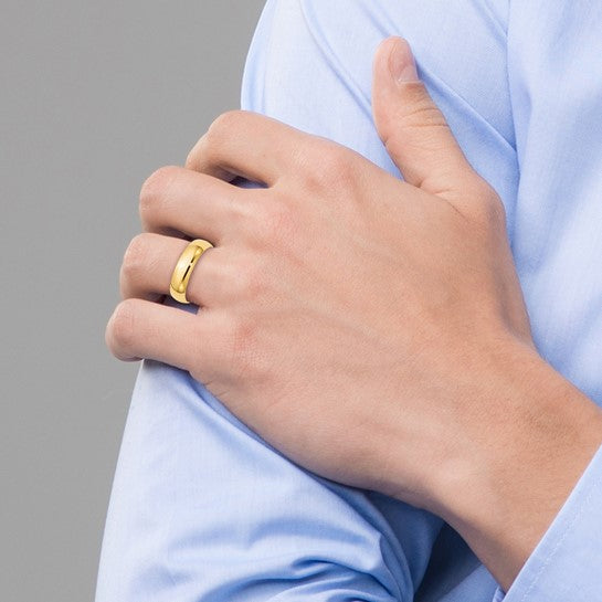 14k Half Round Comfort Fit Lightweight Wedding Bands - 6.00 mm