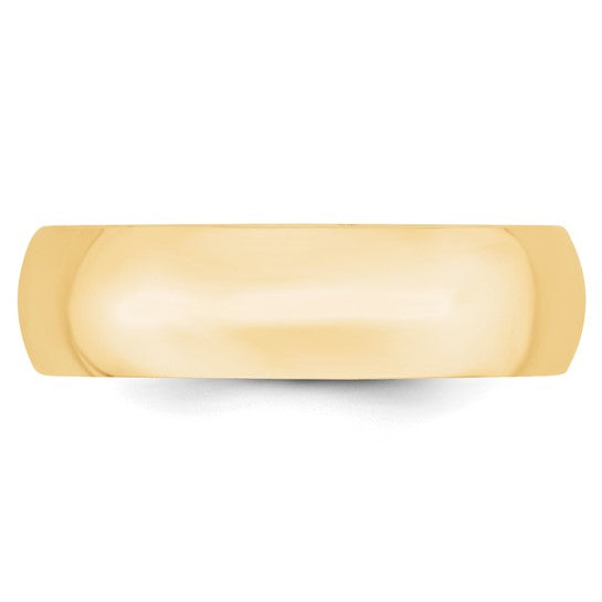 14k Half Round Comfort Fit Lightweight Wedding Bands - 6.00 mm