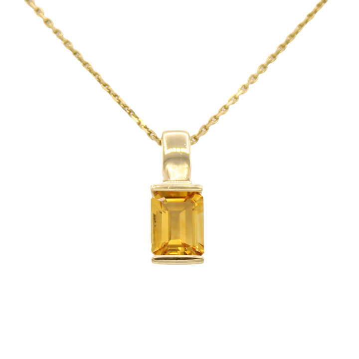 14k Citrine Solitaire Pendant