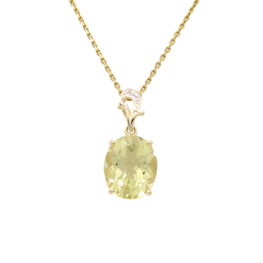 14k Diamond & Citrine Quartz Pendant