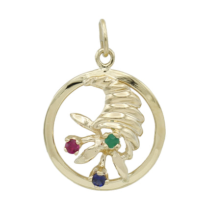 14k Yellow Gold Multi-Color Cornucopia Charm Pendant