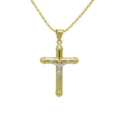 14k Two-Tone Gold Crucifix Pendant