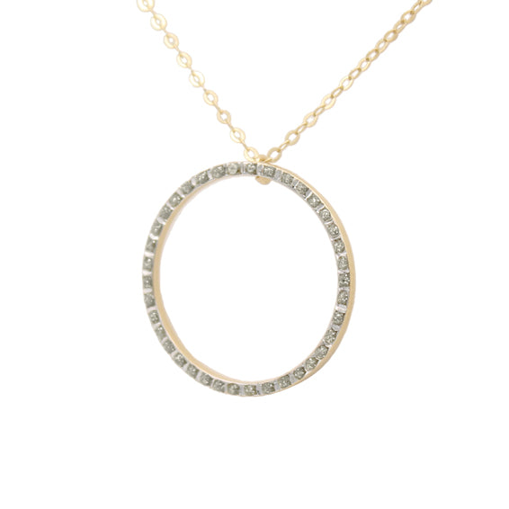 14k Diamond Illusion Circle Pendant