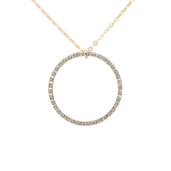 14k Diamond Illusion Circle Pendant