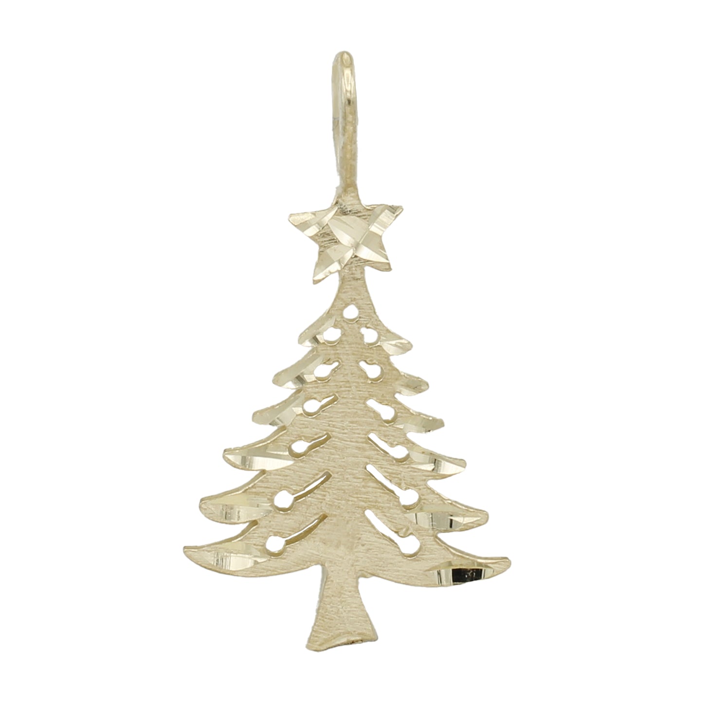 14k Yellow Gold Christmas Tree Charm Pendant