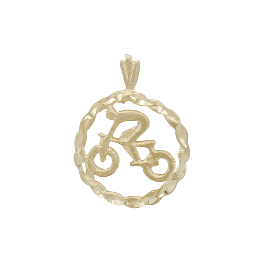 14k Yellow Gold Cycling Charm Pendant