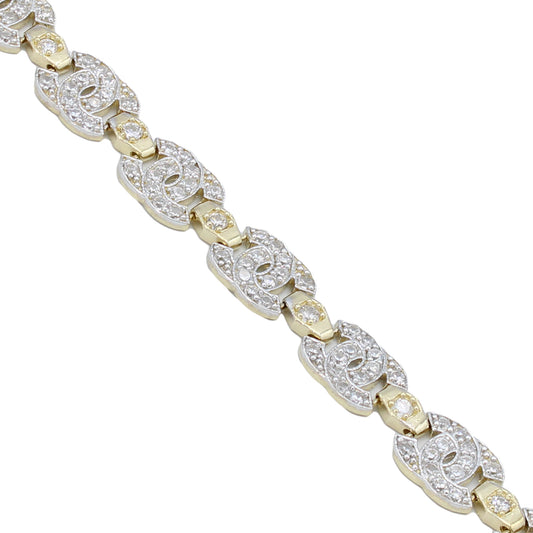 14k Two-Tone Gold CZ Fancy Pave Bracelet